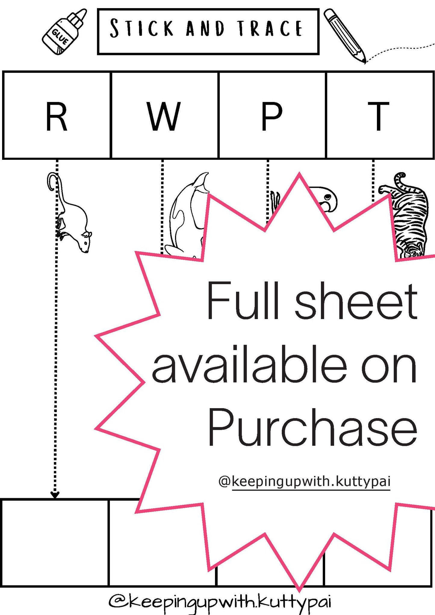 Cut stick trace and DIY dice Worksheet