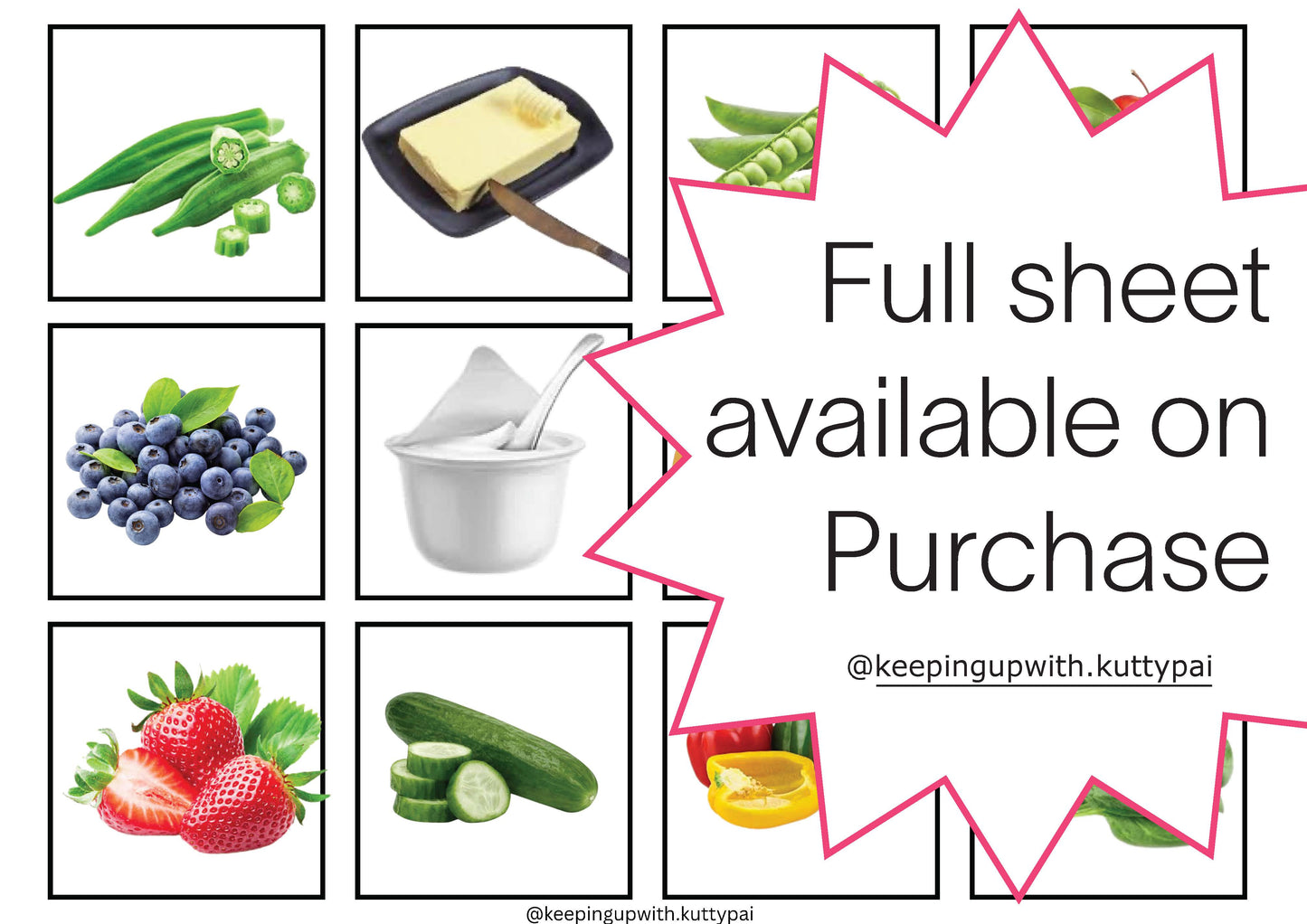 Visual Grocery List Worksheet