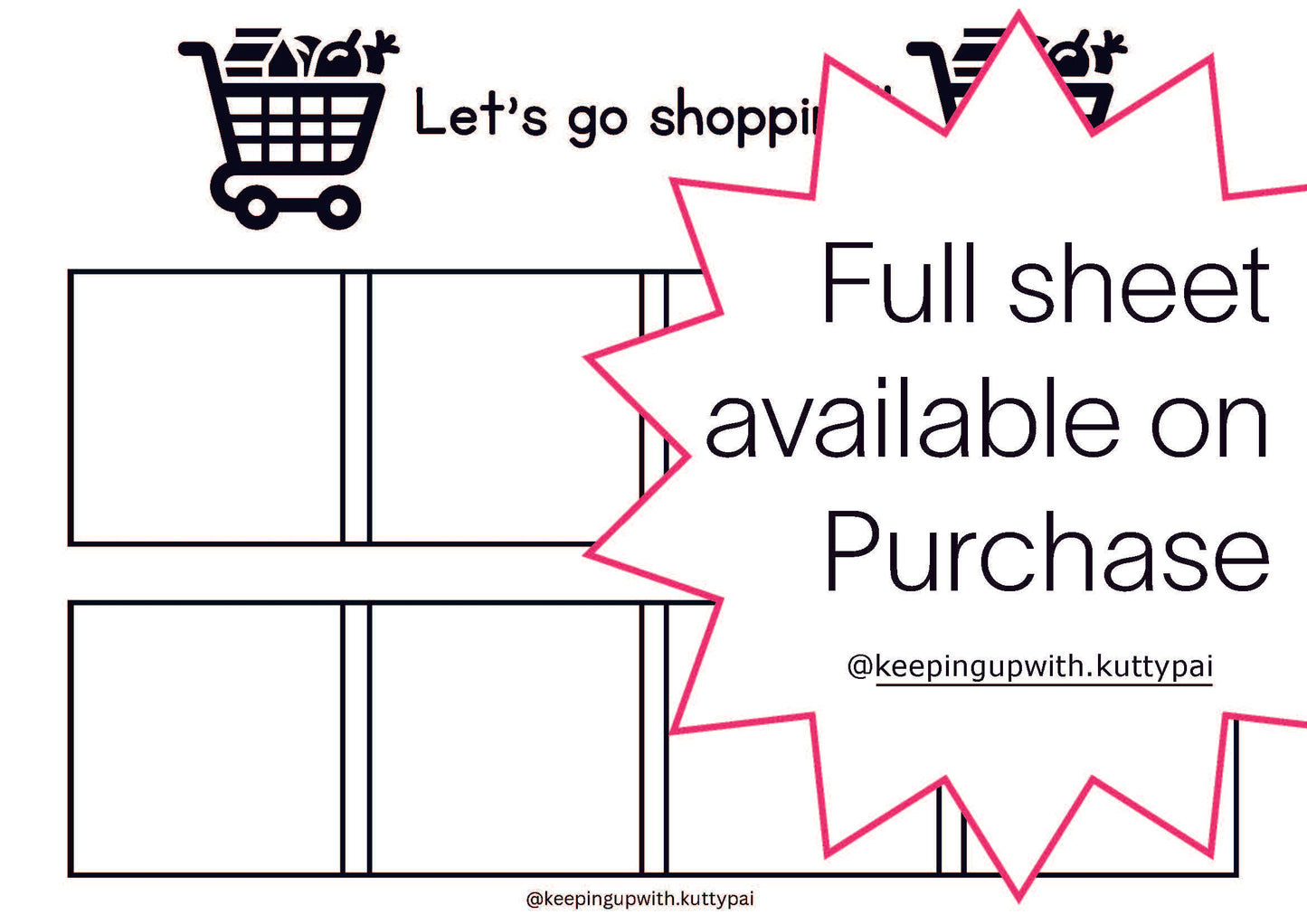 Visual Grocery List Worksheet